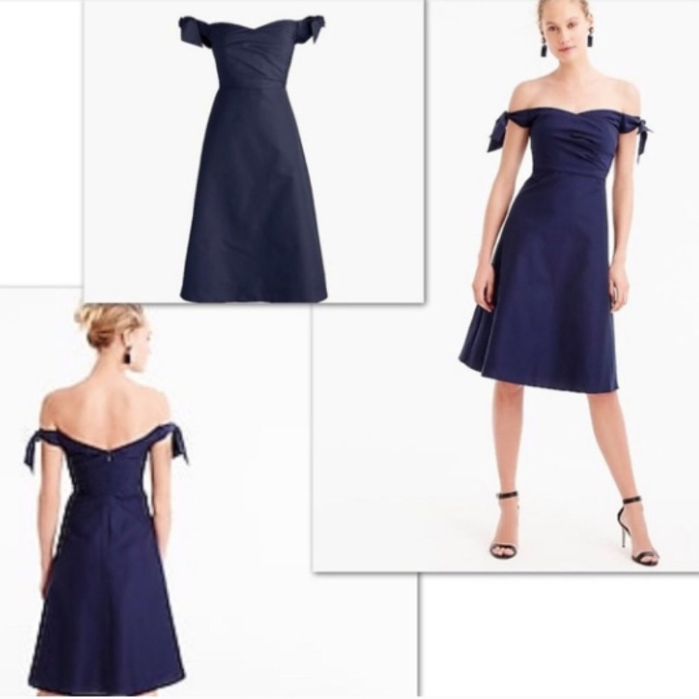 J. Crew Off-the-shoulder Navy A-line cocktail dress - Picture 2 of 7